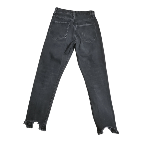 Agolde Jamie High Rise Skinny Very Distressed Black Cropped Jeans Size 24 - Picture 2 of 12